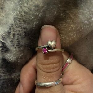 James Avery Silver Heart Ring with Pink Gemstone